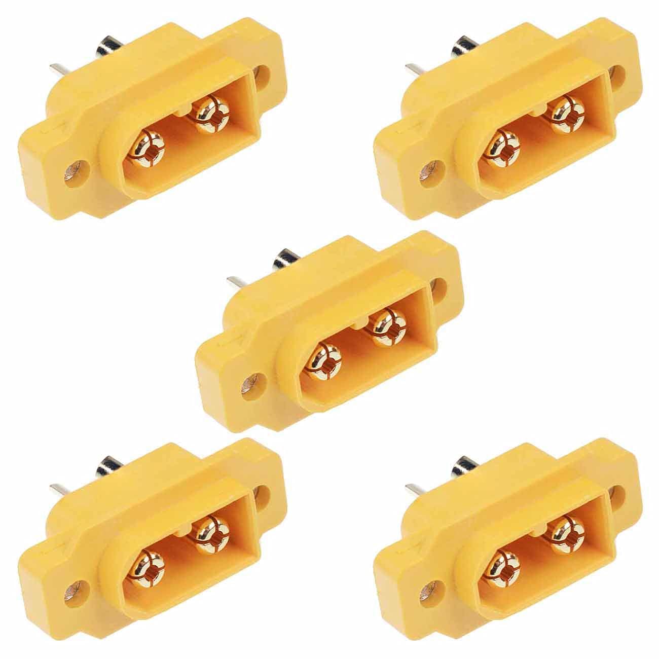 Male XT60E Panel Mount Gold Plated Connector 20A Amass RC DIY Hobby Electronics Connection (Pack of 5)
