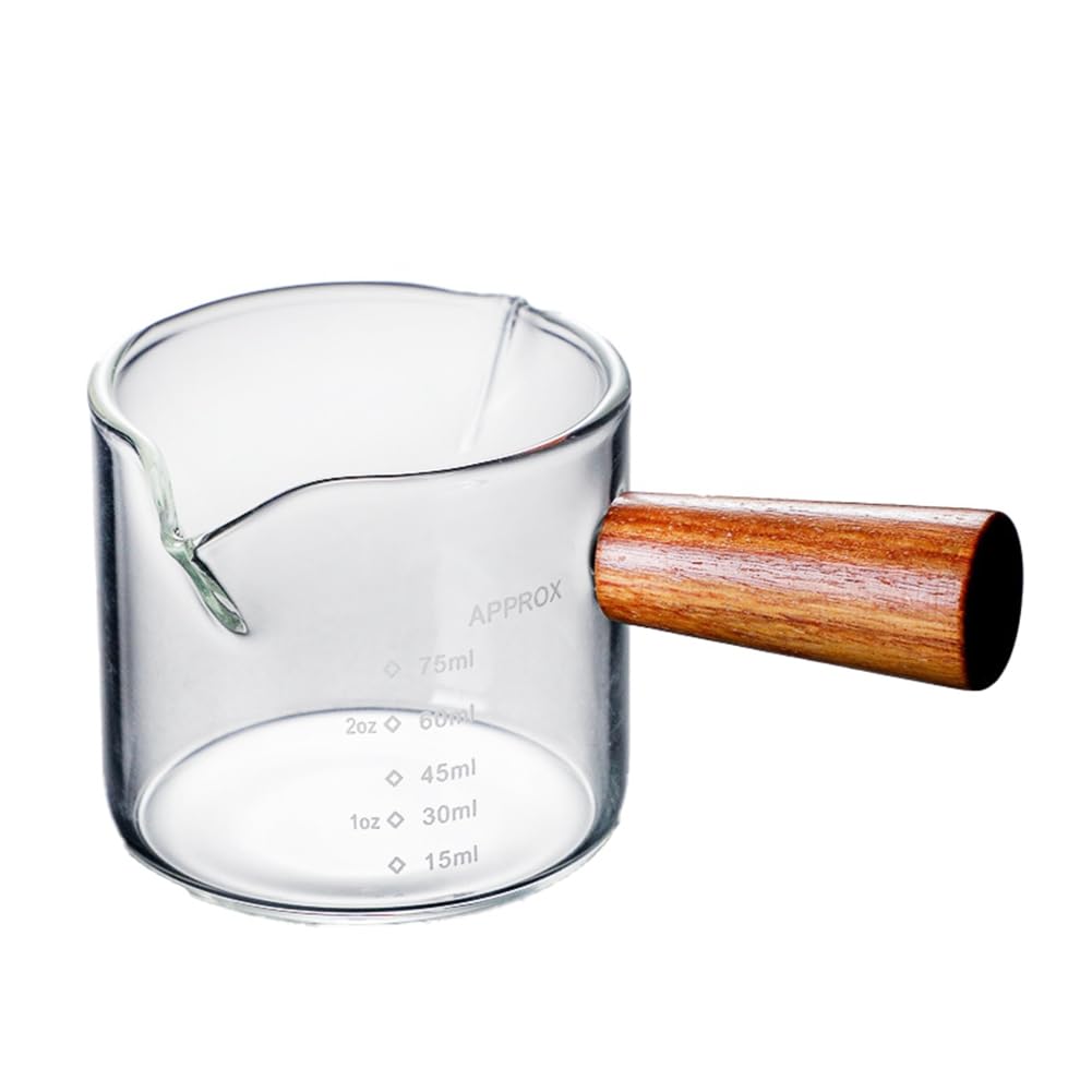 Tsudoku Colored Espresso Shot Glass Double Spouts, Measuring Triple Pitcher Milk Cup with 2 Spouts Easy to Use