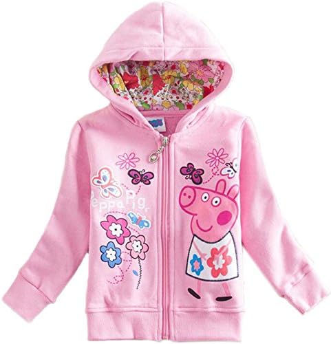 YUTING Girls Peppa Pig Fall Full-Zip Fleece Jacket Hooded Long Sleeve Outfit