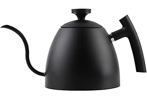 Vasiumic Gooseneck Pour-Over Kettle 1500ml, Steel Coffee Kettle with Spout, Ergonomic Wood Handle, Manual Drip Brewing – Blac