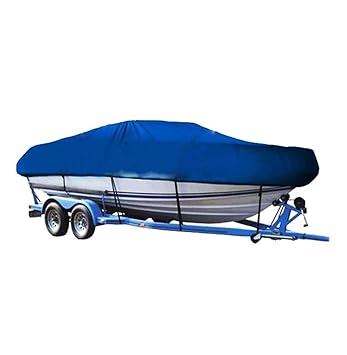 QIANGDA Bootsabdeckung Schwerlast 300D UV-geschützt Wasserdicht Passend Für V-Hull/Tri-Hull, 4 Größen (Farbe : Blau, größe : 