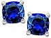 Star K Cushion-Cut 7mm Created Sapphire Earrings Studs Sterling Silver