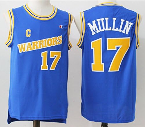 Mens Golden State Warriors Chris Mullin #17 Throwback New Arrive Basketball Jersey Blue XXL