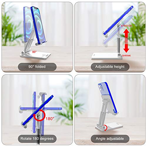 Adjustable Phone Stand, coonoe Foldable Cell Phone Holder for Desk Multi-Angle and Height Adjustable Universal Phone Dock Compatible with 4-9.7\