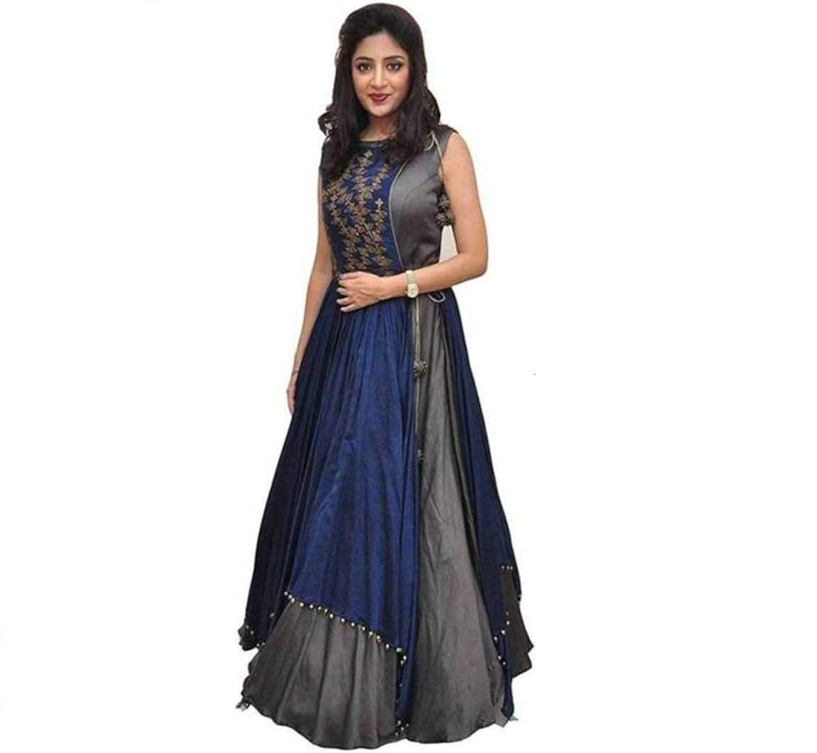sanjana collection women's banglory silk semi stitched gown