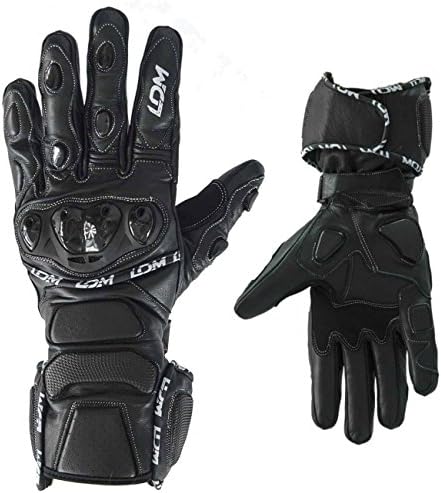 LDM Street-R Motorcycle Motorbike Race Armoured Leather Gloves Black