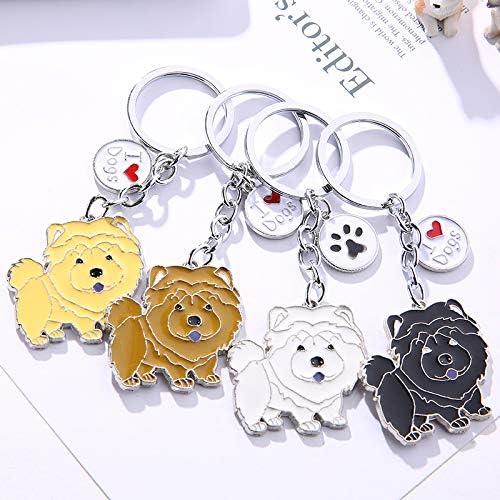 Dog Key-ring Keychain,10cm Cute Metal Dog Keychain Keyring Keyfob Bag Charm Best Birthday (White Chow Chow) - Image 5