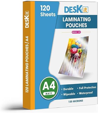 Deskit A4 Laminating Pouches Matt 150 Micron 120 Sheets