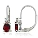 Ruby Earrings for Women Teardrop Synthetic Red Gemstone and Round CZ Sterling Silver Leverback Earring Fashion Bridesmaids Summer Trendy