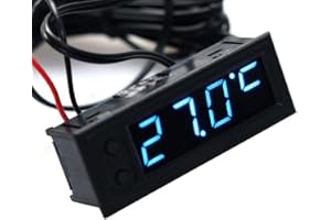 Car Temperature Clock - Bessie Sparks Car Clock 12V 3 in 1 Thermometers Voltmeter Gauge Electronic Clock LED Digital Display 