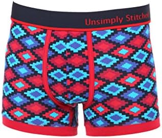 Unsimply Stitched Men's Boxer Brief - Trunk - Aztec Print Red/Blue L