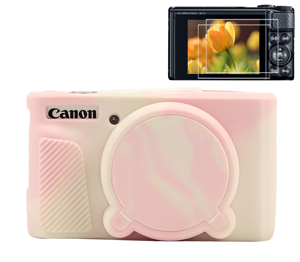 Photo 1 of Pocoukate Case for Canon PowerShot SX740 HS Camera with Screen Protector, Soft Silicone Protective Cover Skin with Removable Lens Cover for SX740 HS, SX730 HS Accessories Rubber - Misty Pink ?