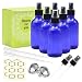 Mavogel Pack of 6, 4 oz Cobalt Blue Glass Bottles with Black Fine Mist Sprayers-Including 2 Extra Black Fine Mist Sprayers, 2 Stainless Steel Mini Funnel, 2 Transfer Pipettes, 6 Bottle Labels