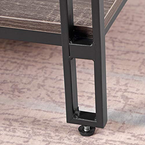 Cocktail Coffee Table Vintage Grey with Storage Shelf - Bizzoelife 42 Inches Industrial Tea Table Rustic for Living Room