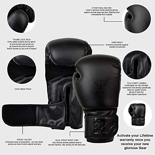 Jayefo Glorious Professional Boxing Gloves with Gel Leather Sparring Gloves for Boxing, Kick