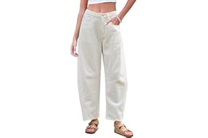 GREAIDEA Mid Rise Barrel Jeans for Women Wide Leg Mid Waist Cropped Denim Pants Y2k Baggy Boyfriend Jeans with Pockets