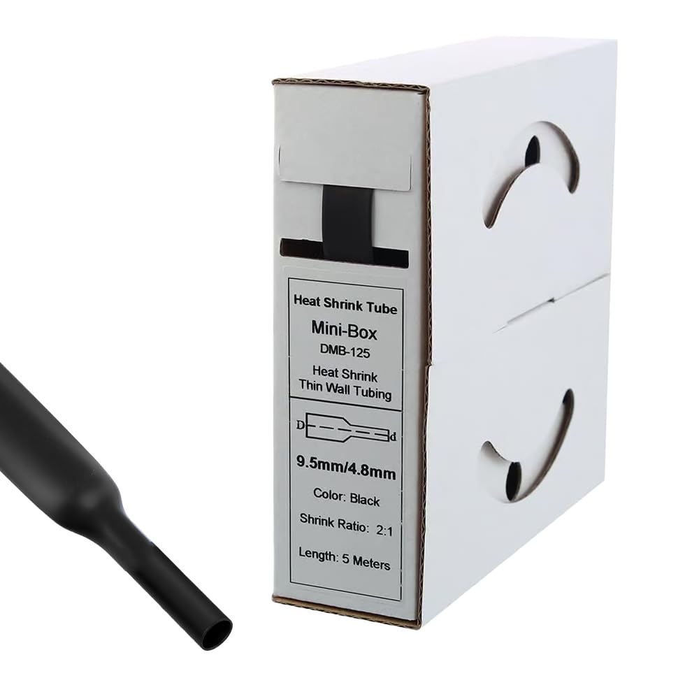 Offgridtec Heat Shrink Tube 5 m 9.5 mm > 4.8 mm Black Dispenser Box Workshop Car