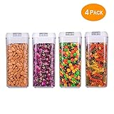 Lukasa Food Storage Containers with Lids BPA Free 4 Piece Set with All Same Size-1.2L Large Capacity Clear Containers for Storage -Airtight Cereal Storage Containers for Home Kitchen&Party