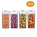 Lukasa Food Storage Containers with Lids BPA Free 4 Piece Set with All Same Size-1.2L Large Capacity Clear Containers for Storage -Airtight Cereal Storage Containers for Home Kitchen&Party