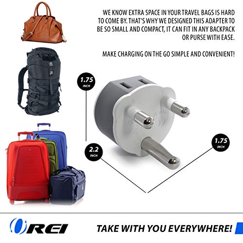 South Africa, Botswana, Namibia Power Plug Adapter with 2 USA Inputs