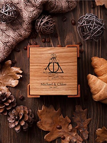 Custom wooden coasters Engraved Wedding favor Bridal shower gift Wood coaster Personalized set of 4 and 6 Housewarming Gift Harry Potter ALWAYS Harry Potter gift