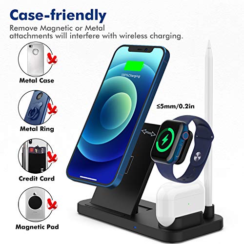 Powlaken Wireless Charging Station, 4 in 1 Charging Dock Station