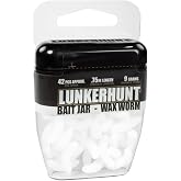 LUNKERHUNT Wax Worm for Fishing with Unique Bait Scent Attractant | 30-Piece Trout Bait Worm Jar | Durable and Realistic Soft Plastic Worms for Bass and Trout Fishing