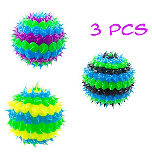Super Spiky Rubber Bouncy Balls Party Favors for Kids, Squeezy Fidget