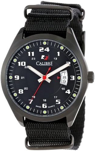 Calibre Men's SC-4T1-13-007.7T "Trooper" Black Ion-Plated Stainless Steel and Canvas Watch