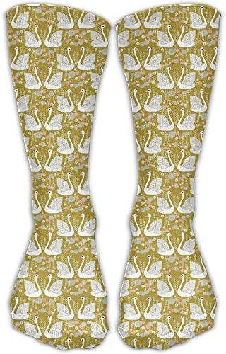 Mustard Olive Yellow Swans Crew Socks Sport Socks Long Socks Soccer Socks 11.2" Winter Soft Warm For Running Medical Athletic Travel