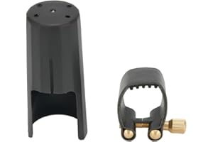 Sax Ligature Set with Plastic Cap for Alto Soprano Tenor Saxophone Clarinet, Leather Reed Holder for Standard Mouthpieces