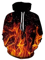 RAISEVERN Unisex Cool Hoodie Funny Drawstring Fire