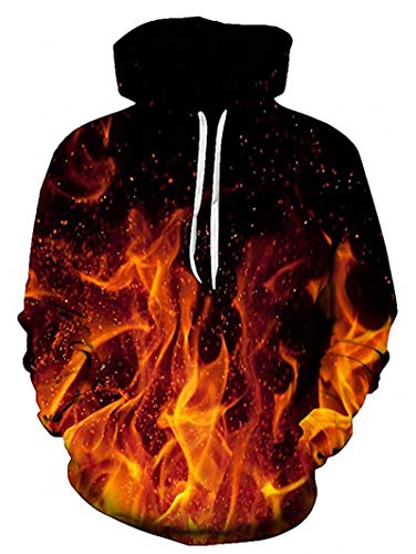 RAISEVERN Unisex Cool Hoodie Funny Drawstring Fire