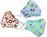 3-Pack PM 2.5 Children Cartoon Face Mouth Mask Muffle with Fliter Respirator Comfy Reuseable Dustproof Antibacterial Mouth Cover Warm Windproof Face Protective Guaze Mask