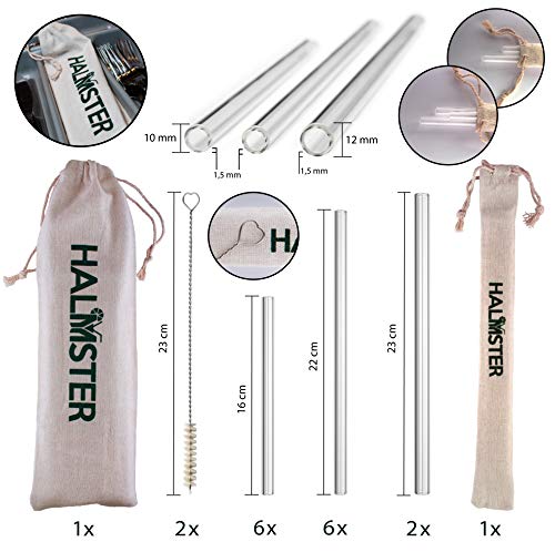 HALMSTER® Premium Glas-Strohhalme | 100% plastikfreies Set aus 14 wiederverwendbaren Glas-Trinkhalmen | unabhängig in DE… – Bild 4
