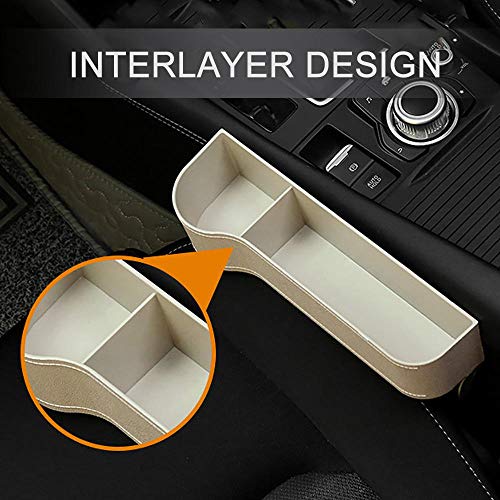 Moshbu 2 PCS Car Seat Pockets ABS Car Console Side Organizer Seat Gap Filler with Cup Holder for Cup, Cellphone, Wallet, Keys, Etc - Thumbnail 3