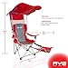 Raise Your Game RYG Folding Camping Chair Set, Portable Outdoor Reclining Camp Chairs, Heavy Duty Lightweight Lounge Beach Chair with Adjustable Shade Canopy (Red)