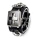 Avaner Punk Gothic Rock Oversize Chain Cross Black Leather Belt Cuff Bracelet Analog Quartz Wrist Watch for Men Women