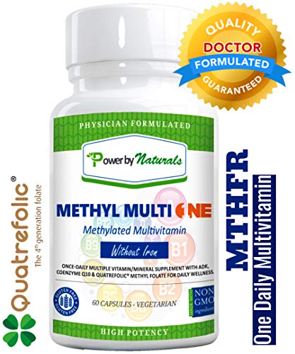 PbyN - Dr Formulated - Methyl Multi One Without Iron - Once Daily MTHFR Methylation Protect Methylated Multivitamin with ADK, CoQ10, Active Vitamin B12, Quatrefolic Methylfolate (Men and Women) - 60ct