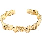 Bestleey Chunky Gold Bangle Bracelets Thick 14K Gold Bracelet ​Adjustable Twist Cuff Bracelet Bangle Classical Fashion Summer Jewelry for Women