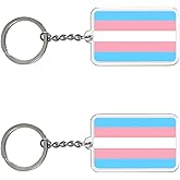 FHZJKJX 2 Pack Transgender Trans Pride Flag Keychain LGBT Key Ring-(Transgender Trans Pride)