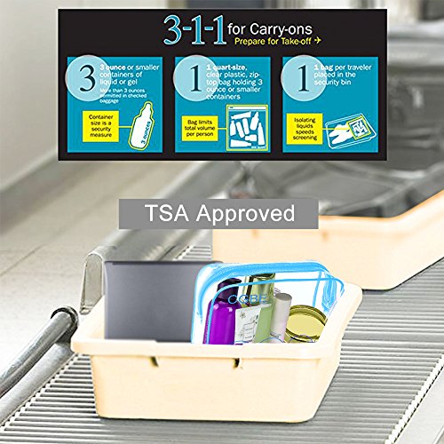 CGBE TSA Approved Toiletry Bag With Handle Quart Size Travel Bags For Toiletries Carry On Cosmetic Makeup Pouch For Men and Women 3 PCS (Blue) - Thumbnail 6