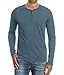 Mr.Zhang Men's Casual Slim Fit Long Sleeve Henley T-shirts Cotton Shirts Blue Gray-US M