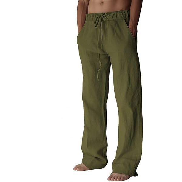 utcoco Qiuse Men's Casual Loose Fit Straight-Legs Stretchy Waist