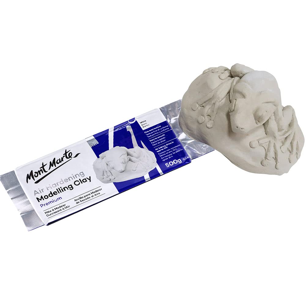 Mont Marte White Air Hardening Modeling Clay, 500g (1.1lb). Dries in Approximately 24 Hours. Suitable for Sculptors and Modelers of All Skill Levels.