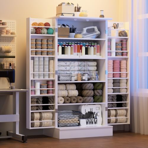 kepptory 47" Tall Sewing Craft Storage Cabinet with Adjustable Shelves