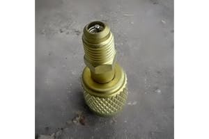 Qdyzpp R32 R454B Brass Adapter, 1/4 Inch Female to 1/4 Inch Male Reverse Thread, for R-454B/R-32 Tanks