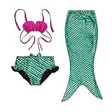 FOUNDO Kid Girls 3 Pcs Mermaid Tail Swimmable Princess Bikini Swimsuit Swimwear