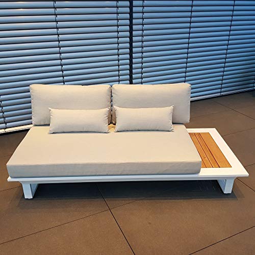 ICM Alu Gartenlounge Set Cannes Aluminium weiß Teak Gartenmöbel Loungegruppe Terrassenmöbel Outdoormöbel Loungeset Outdoorlounge Gartenmöbelset – Bild 3