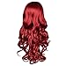 Kamo Charming Wine Red Heat-resistant Long Wave Cosplay Wig + Free Wig Cap